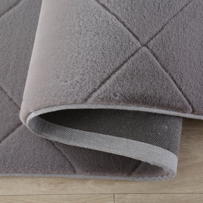 Faux Fur Silver Diamond Rug