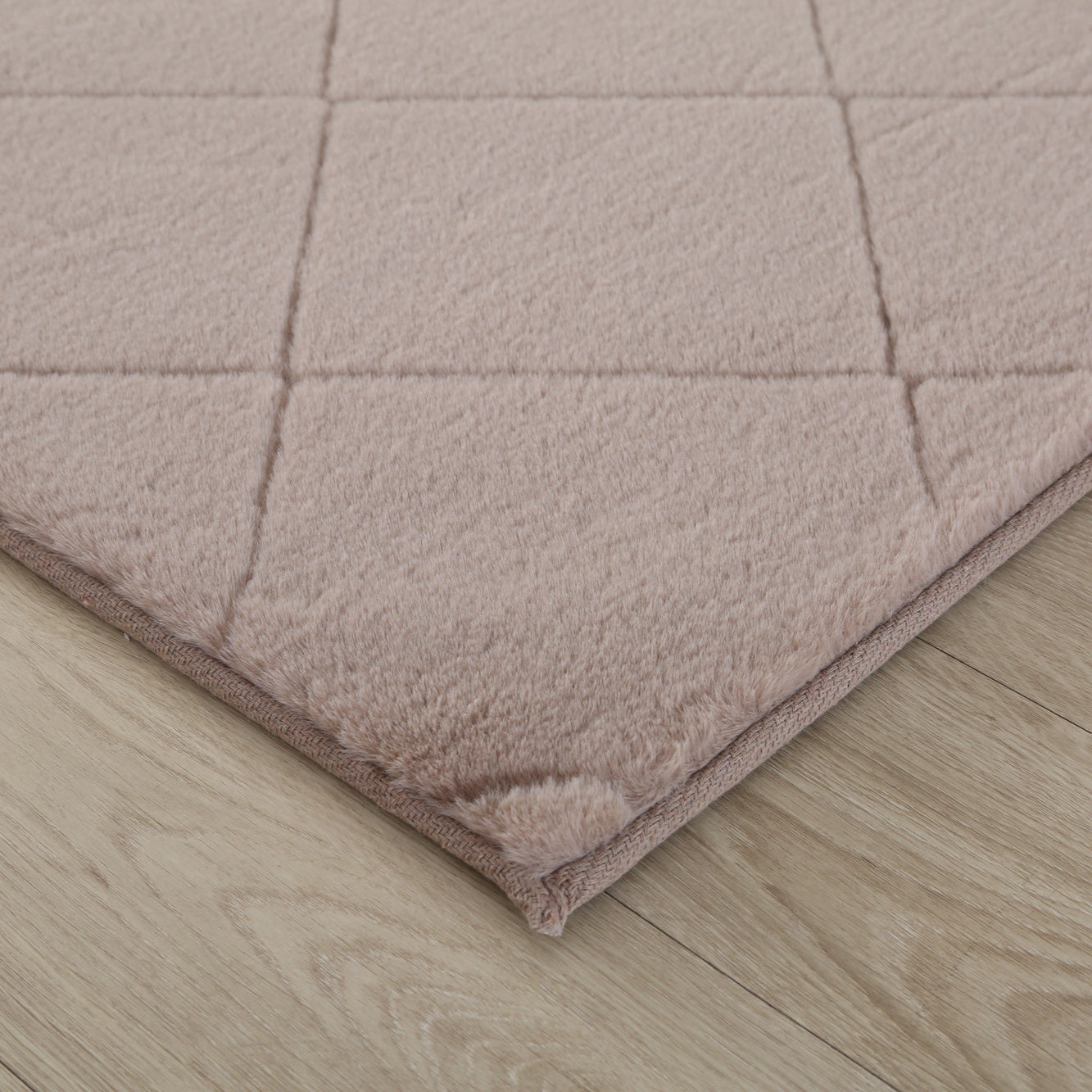 Faux Fur Beige Diamond Rug