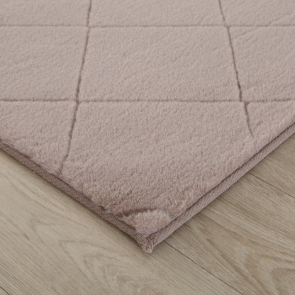 Faux Fur Beige Diamond Rug