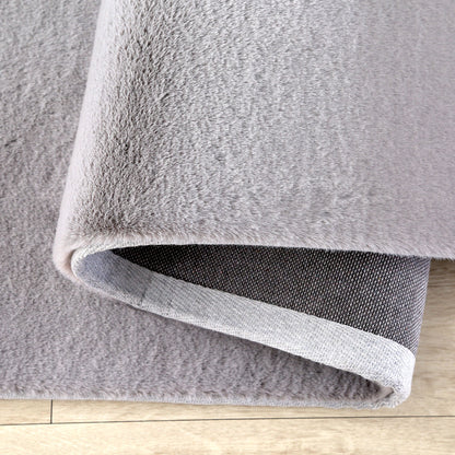 Faux Fur Silver Diamond Rug
